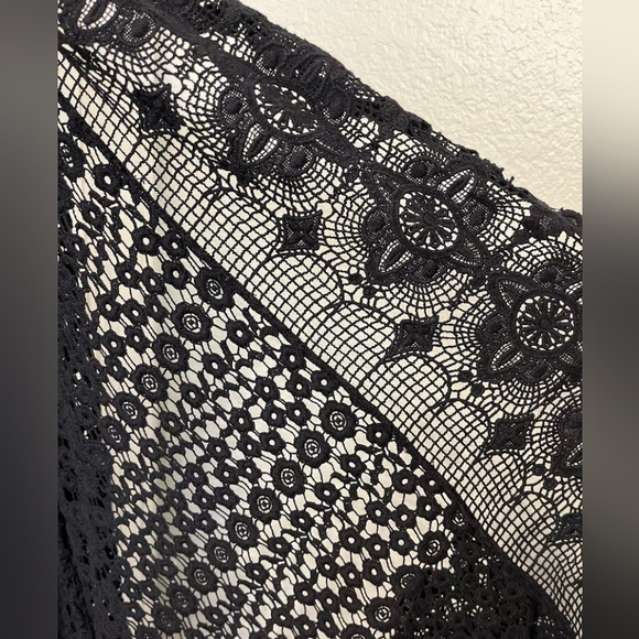 Johnny Was Black Floral Crochet Open Knit Duster Cardigan sz S - Picture 6 of 6